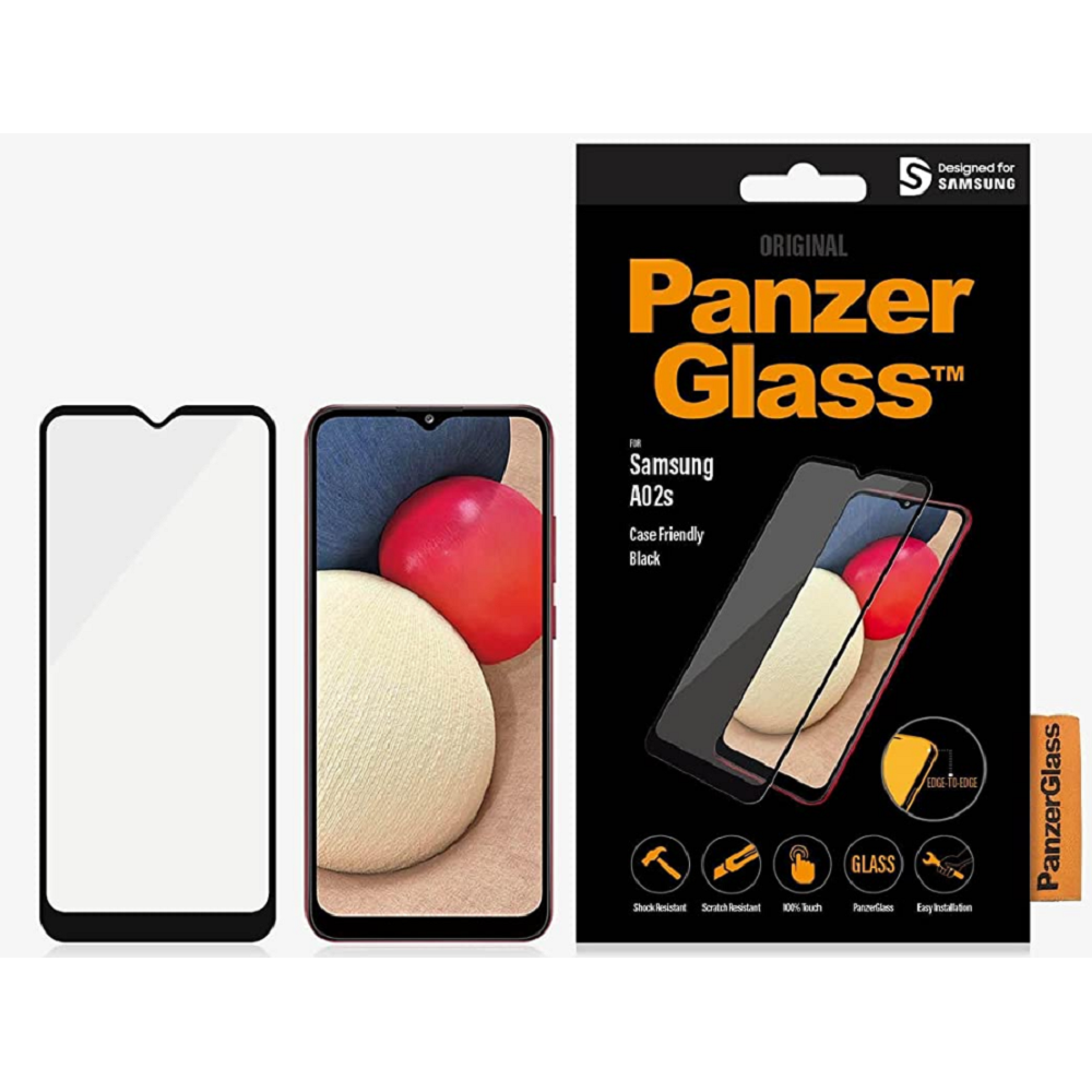 PanzerGlass Tempered Glass Case Friendly - Fullface Αντιχαρακτικό Γυαλί Οθόνης - Samsung Galaxy A02s - Black (5711724072628)