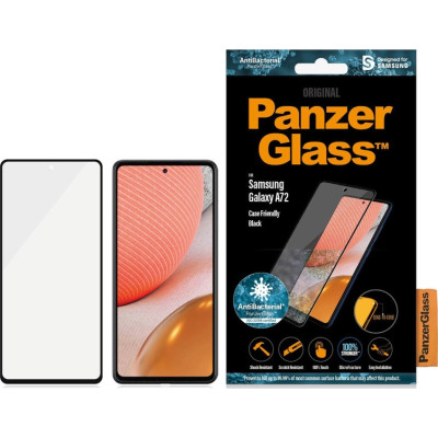 PanzerGlass Tempered Glass Case Friendly Antibacterial - Fullface Αντιχαρακτικό Γυαλί Οθόνης Samsung Galaxy A72 - Black (5711724072550)