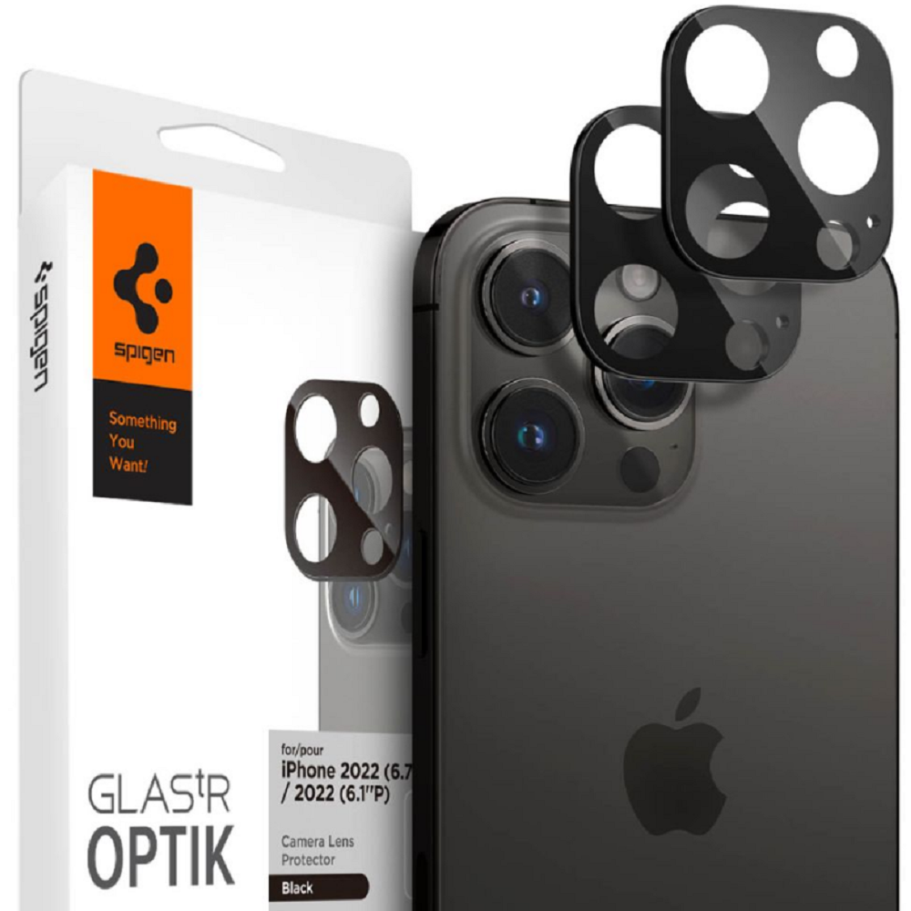 Spigen GLAS.tR OPTIK Camera Lens Protector - Αντιχαρακτικό Προστατευτικό Γυαλί για Φακό Κάμερας Apple iPhone 16 Pro / 16 Pro Max / 15 Pro / 15 Pro Max / 14 Pro / 14 Pro Max - 2 Τεμάχια - Black (AGL05273)