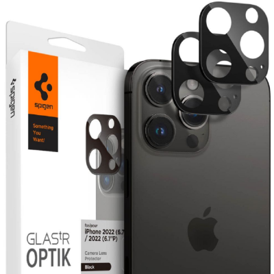 Spigen GLAS.tR OPTIK Camera Lens Protector - Αντιχαρακτικό Προστατευτικό Γυαλί για Φακό Κάμερας Apple iPhone 16 Pro / 16 Pro Max / 15 Pro / 15 Pro Max / 14 Pro / 14 Pro Max - 2 Τεμάχια - Black (AGL05273)