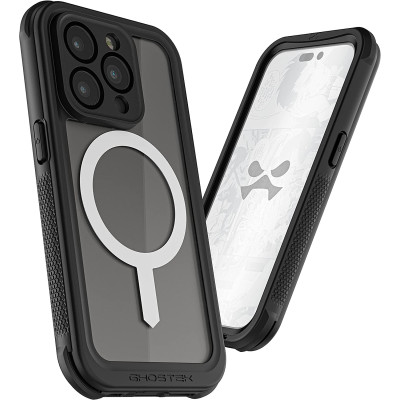 Ghostek Nautical 4 - Ανθεκτική Αδιάβροχη Θήκη MagSafe με Περιστρεφόμενο Κλιπ Ζώνης - Apple iPhone 14 Pro Max - Clear (GHOCAS3186)