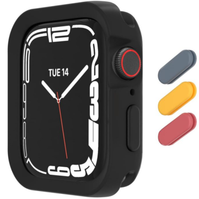 SwitchEasy Colors - Θήκη Σιλικόνης Apple Watch SE/9/8/7/6/5/4 (45/44mm) με 4 Καλύμματα για το Πλαϊνό Κουμπί - Black (GS-107-231-139-11)