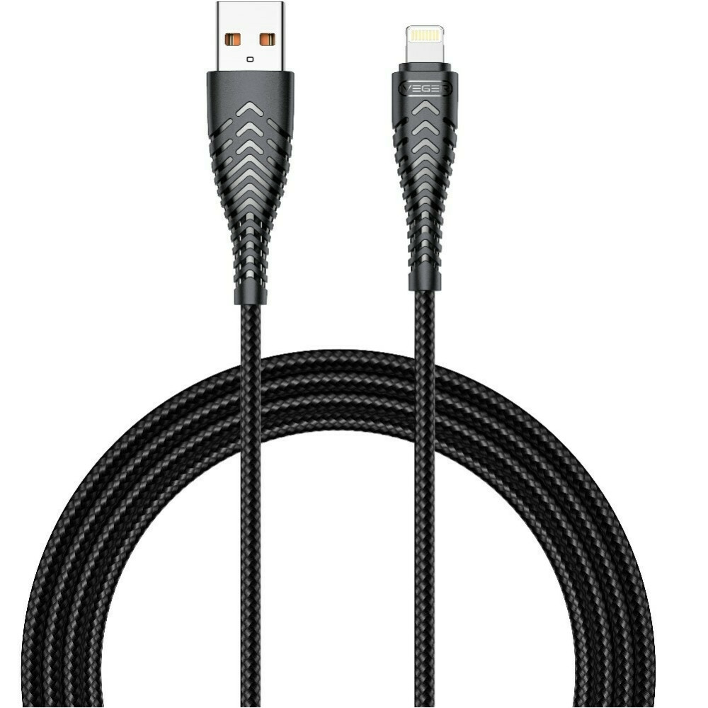 Veger V105 - Καλώδιο Φόρτισης και Μεταφοράς Δεδομένων 2.4A - USB 2.0 σε Lightning - 120cm - Black (6970453554617)