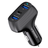 Veger CC271 Triple Port Fast Car Charger - Γρήγορος Φορτιστής Αυτοκινήτου με 2 x USB-A / 1 x Type-C - 37W - Black (6970453555430)