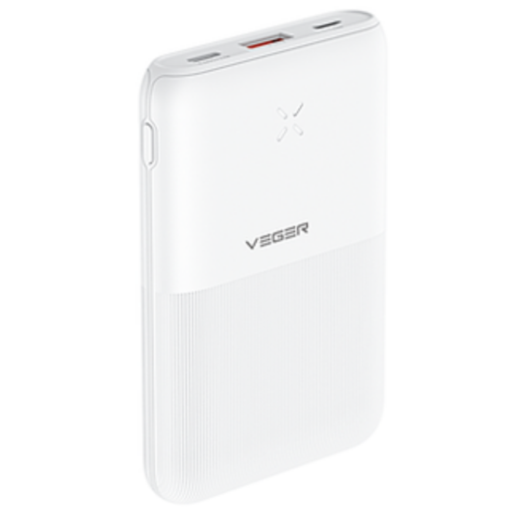 Veger PowerBank S12 - Φορητή Μπαταρία Φόρτισης με 1 x USB-Α / 1 x Type-C - 10000mAh - 20W - White (6970453555829)
