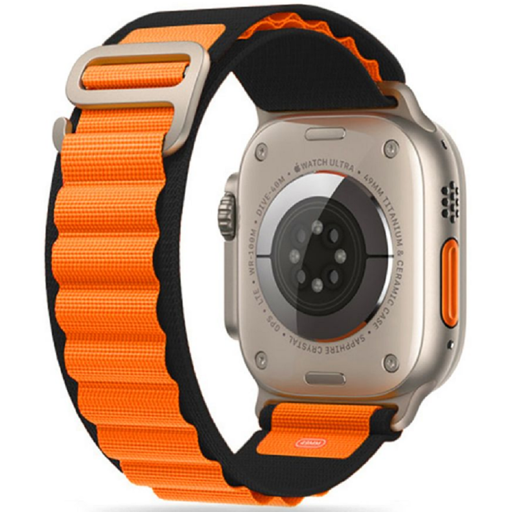 Tech-Protect Nylon Pro Λουράκι - Apple Watch Ultra/SE/11/10/9/8/7/6/5/4 (49/46/45/44mm) - Black / Orange (9490713930250)