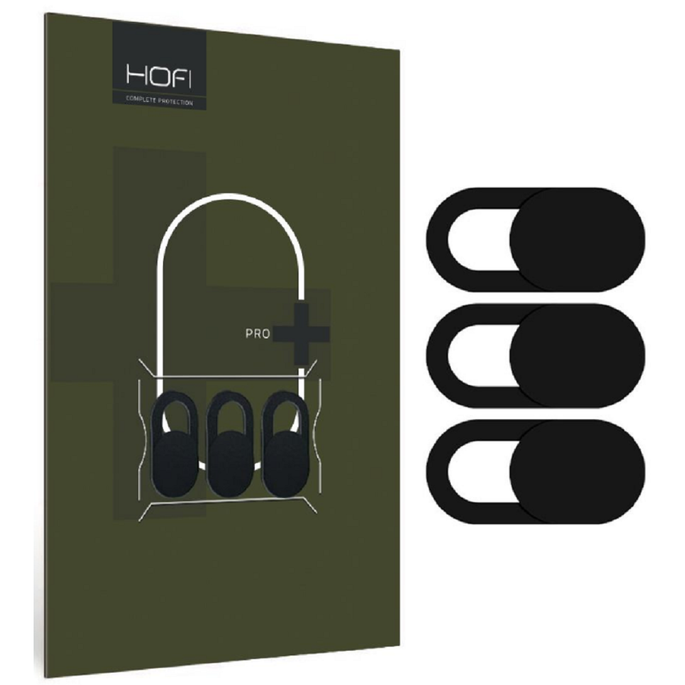 Hofi Slim Pro+ Webcam Cover - Προστατευτικό Αυτοκόλλητο Κάλυμμα Κάμερας για Smartphone / Laptop / Tablet / Desktop - 3 Τεμάχια - Black (6216990212659)