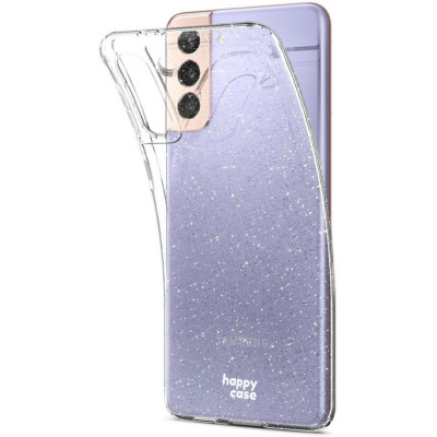 HappyCase Διάφανη Θήκη Σιλικόνης Samsung Galaxy S21 5G - Glitter Print (8719246323249)