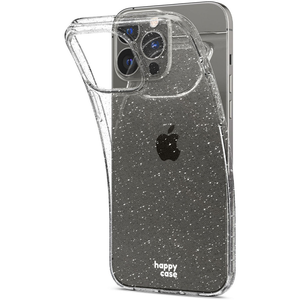 HappyCase Διάφανη Θήκη Σιλικόνης Apple iPhone 13 Pro - Glitter Print (8719246330889)