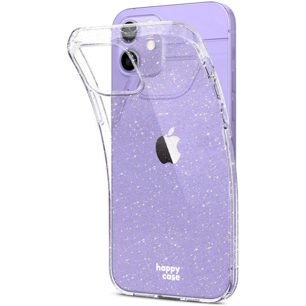HappyCase Διάφανη Θήκη Σιλικόνης Apple iPhone 12 / 12 Pro - Glitter Print (8719246323263)