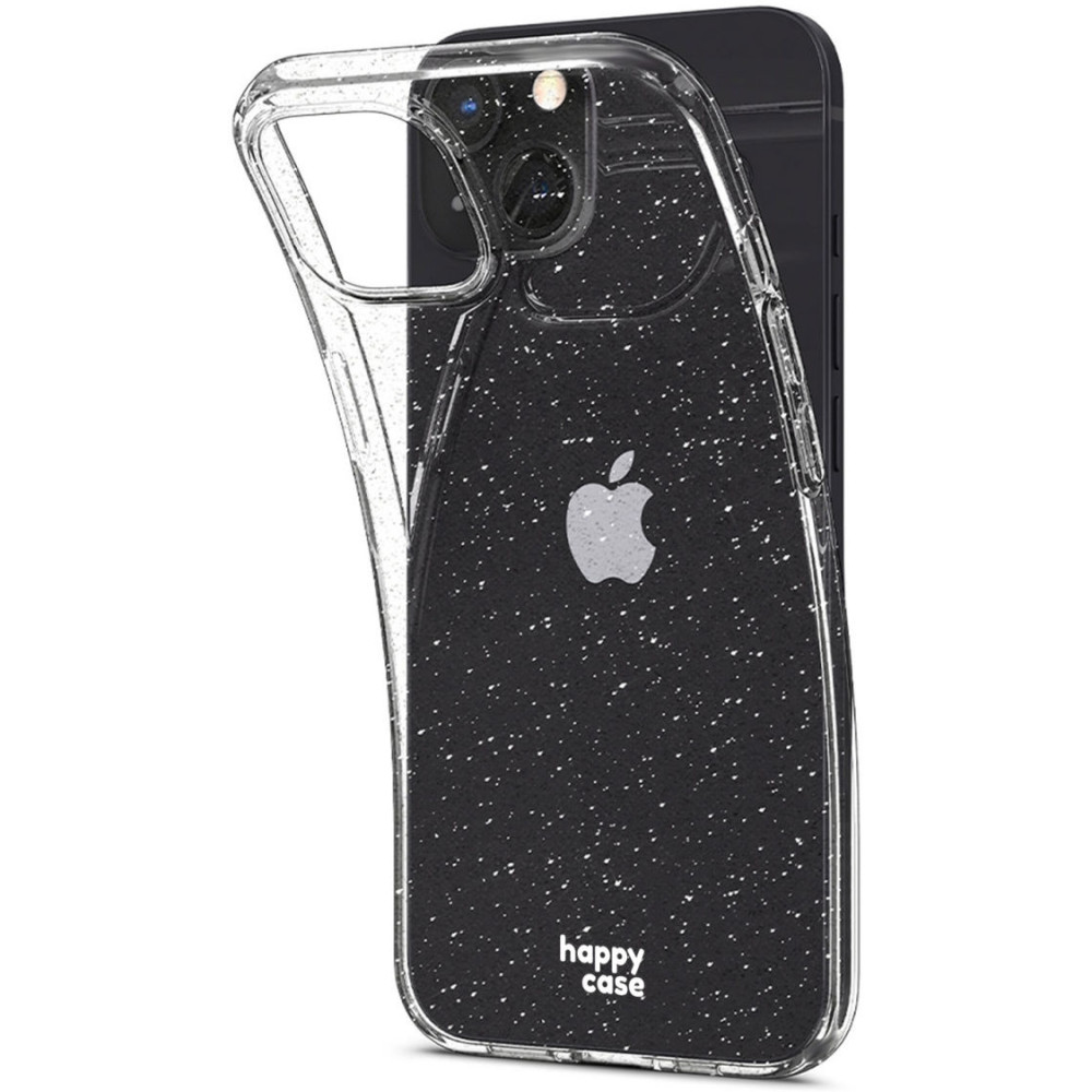 HappyCase Διάφανη Θήκη Σιλικόνης Apple iPhone 13 - Glitter Print (8719246331503)