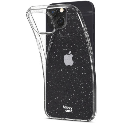 HappyCase Διάφανη Θήκη Σιλικόνης Apple iPhone 13 - Glitter Print (8719246331503)