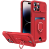 Bodycell Multifunction - Ανθεκτική Θήκη Apple iPhone 14 Pro Max με Λουράκι Λαιμού / Κάλυμμα Κάμερας / Ring Holder / Υποδοχή Κάρτας - Red (5206015016424)