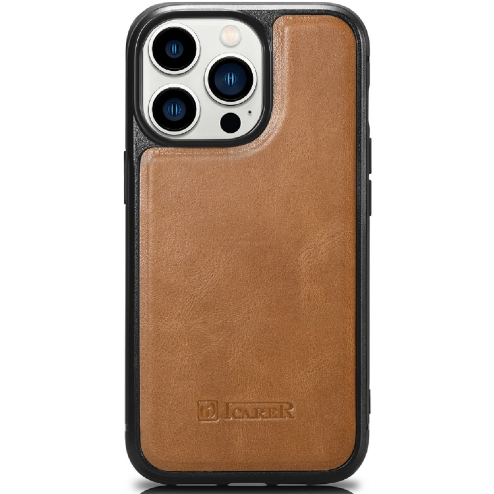 iCarer Oil Wax Leather Cover - Δερμάτινη Θήκη με TPU Bumper - Apple iPhone 14 Pro - Camel Tan (WMI14220718-TN)