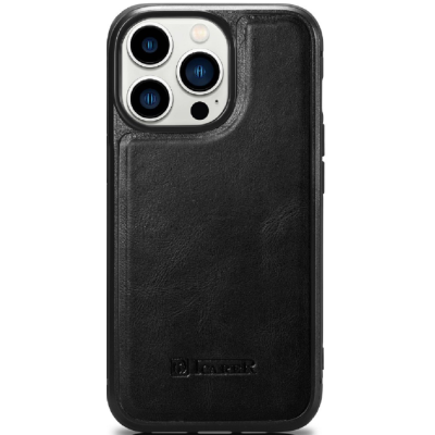 iCarer Oil Wax Leather Cover - Δερμάτινη Θήκη με TPU Bumper - Apple iPhone 14 Pro - Black (WMI14220718-BK)