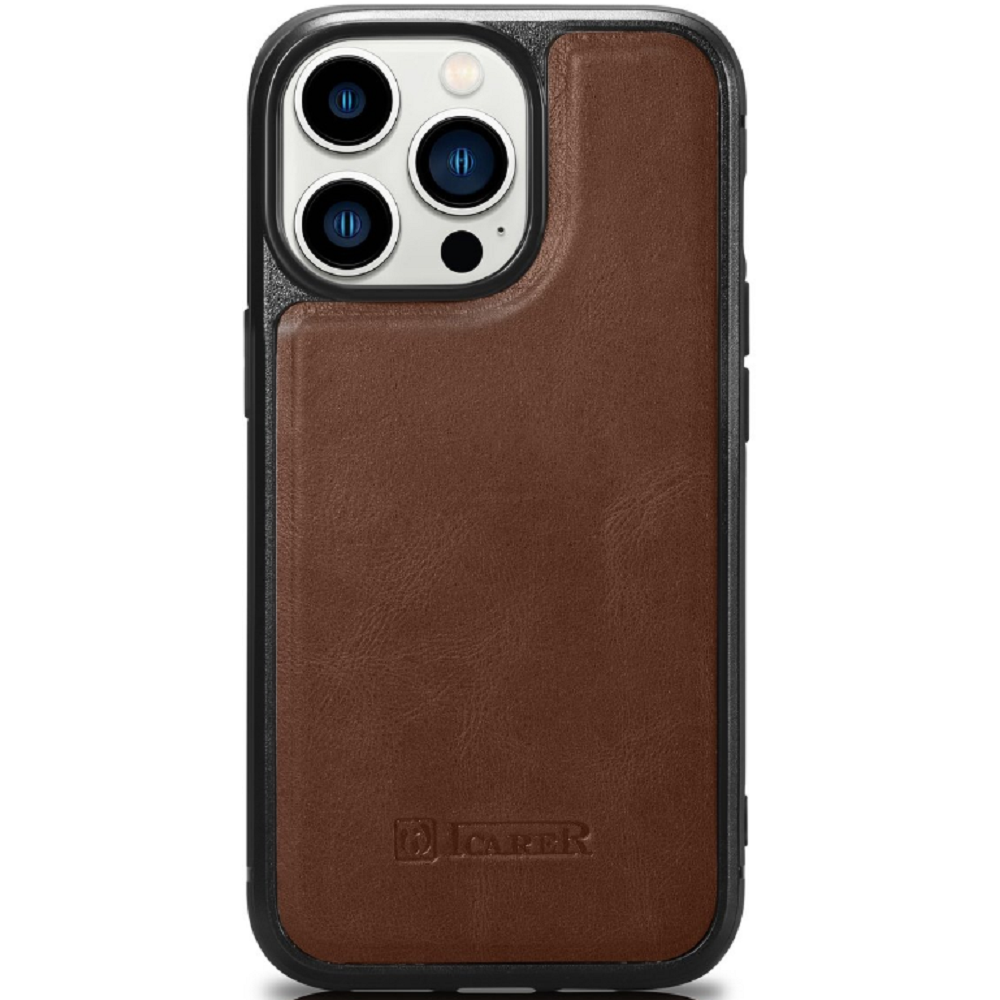 iCarer Oil Wax Leather Cover - Δερμάτινη Θήκη με TPU Bumper - Apple iPhone 14 Pro - Brown (WMI14220718-BN)