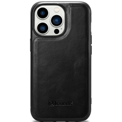 iCarer Oil Wax Leather Cover - Δερμάτινη Θήκη με TPU Bumper - Apple iPhone 14 Pro Max - Black (WMI14220720-BK)