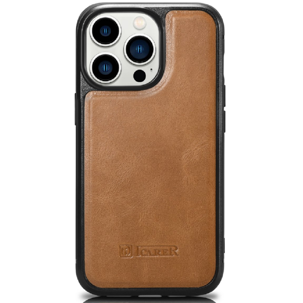 iCarer Oil Wax Leather Cover - Δερμάτινη Θήκη με TPU Bumper - Apple iPhone 14 Pro Max - Camel Tan (WMI14220720-TN)