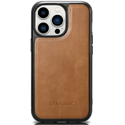 iCarer Oil Wax Leather Cover - Δερμάτινη Θήκη με TPU Bumper - Apple iPhone 14 Pro Max - Camel Tan (WMI14220720-TN)