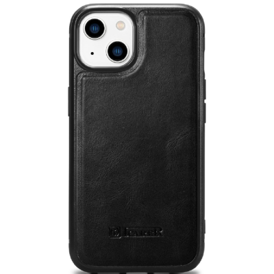 iCarer Oil Wax Leather Cover - Δερμάτινη Θήκη με TPU Bumper - Apple iPhone 14 Plus - Black (WMI14220719-BK)