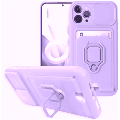 Bodycell Multifunction - Ανθεκτική Θήκη Apple iPhone 11 Pro με Λουράκι Λαιμού / Κάλυμμα Κάμερας / Ring Holder / Υποδοχή Κάρτας - Purple (5206015003226)