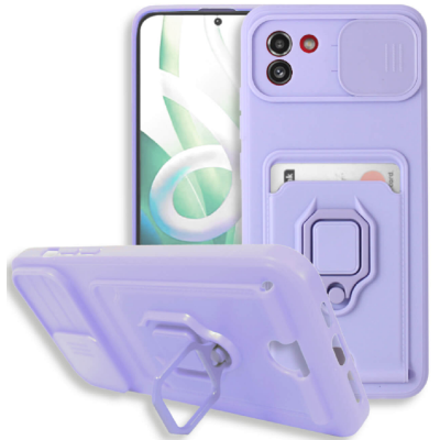 Bodycell Multifunction - Ανθεκτική Θήκη Samsung Galaxy A03 με Λουράκι Λαιμού / Κάλυμμα Κάμερας / Ring Holder / Υποδοχή Κάρτας - Purple (5206015014505)