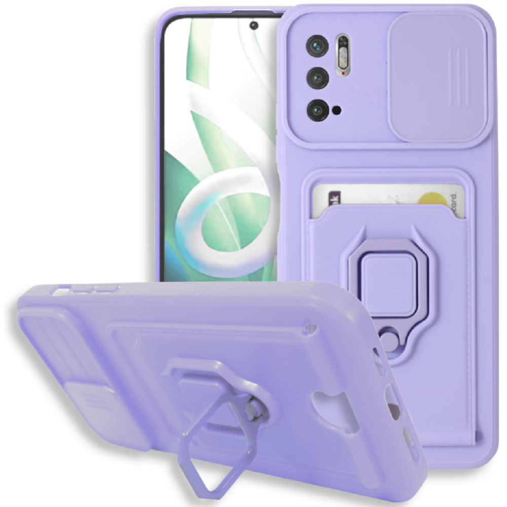 Bodycell Multifunction - Ανθεκτική Θήκη Xiaomi Redmi Note 10 5G / Redmi Note 10T 5G / Poco M3 Pro 5G με Λουράκι Λαιμού / Κάλυμμα Κάμερας / Ring Holder / Υποδοχή Κάρτας - Purple (5206015007156)