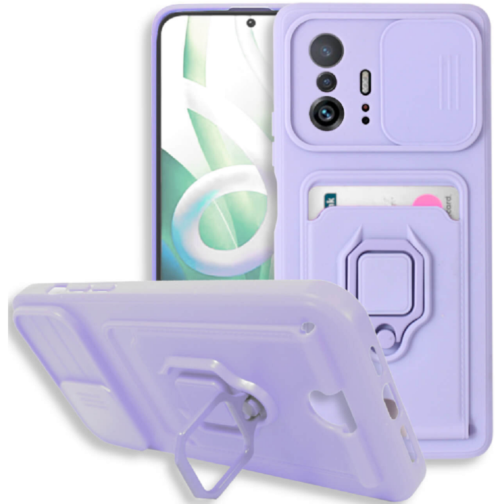 Bodycell Multifunction - Ανθεκτική Θήκη Xiaomi 11T / 11T Pro με Λουράκι Λαιμού / Κάλυμμα Κάμερας / Ring Holder / Υποδοχή Κάρτας - Purple (5206015004544)