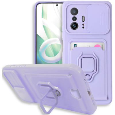 Bodycell Multifunction - Ανθεκτική Θήκη Xiaomi 11T / 11T Pro με Λουράκι Λαιμού / Κάλυμμα Κάμερας / Ring Holder / Υποδοχή Κάρτας - Purple (5206015004544)