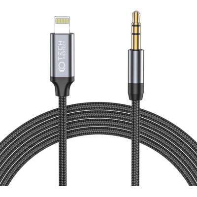 Tech-Protect Ultraboost Cable - Καλώδιο Lightning (Male) σε Καλώδιο Ήχου AUX Mini Jack 3.5mm (Male) - 100cm - Black (9490713929087)