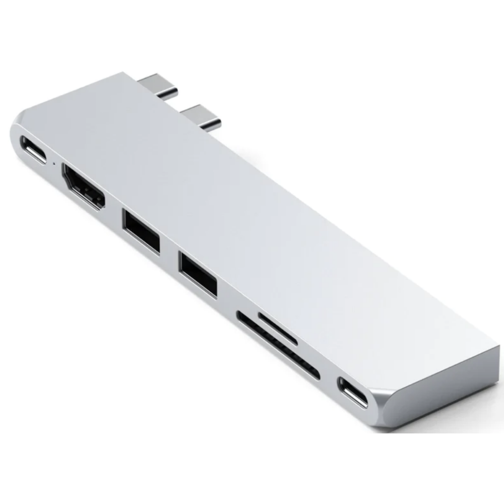 Satechi Type-C Pro Hub Slim Αντάπτορας για MacBook με 1 x USB4 / 1 x 4K HDMI / 1 x Type-C 10Gbps / 2 x USB-A 10Gbps / 1 x SD & MicroSD - Silver (ST-HUCPHSS)
