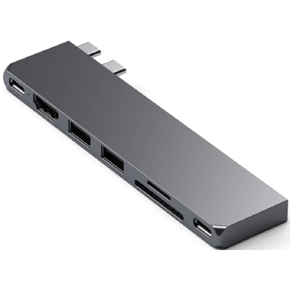 Satechi Type-C Pro Hub Slim Αντάπτορας για MacBook με 1 x USB4 / 1 x 4K HDMI / 1 x Type-C 10Gbps / 2 x USB-A 10Gbps / 1 x SD & MicroSD - Space Gray (ST-HUCPHSM)