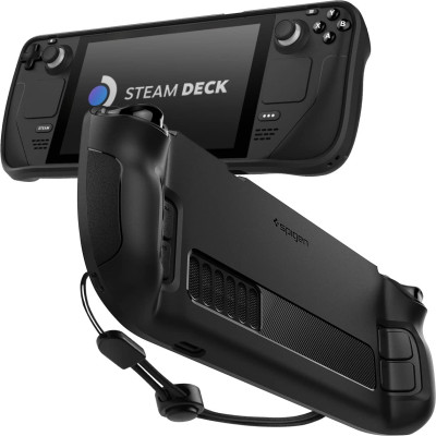 Spigen Θήκη Rugged Armor με Λουράκι Χειρός - Steam Deck / Steam Deck OLED - Matte Black (ACS03730)