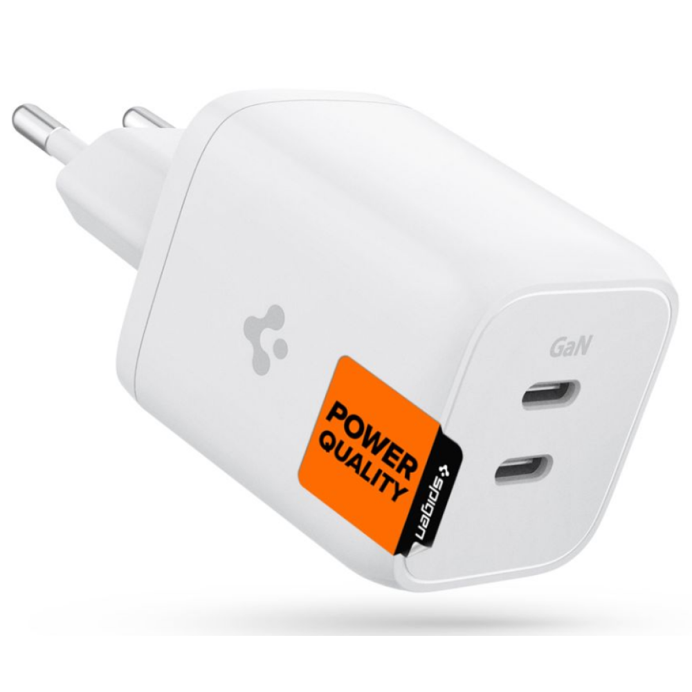 Spigen PE2106EU ArcStation Pro GaN 652 - Ταχυφορτιστής Ταξιδιού / Τοίχου με 2 x Type-C - 65W - White - 2 Έτη Εγγύηση (ACH03720)