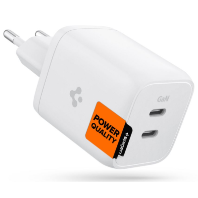 Spigen PE2106EU ArcStation Pro GaN 652 - Ταχυφορτιστής Ταξιδιού / Τοίχου με 2 x Type-C - 65W - White - 2 Έτη Εγγύηση (ACH03720)