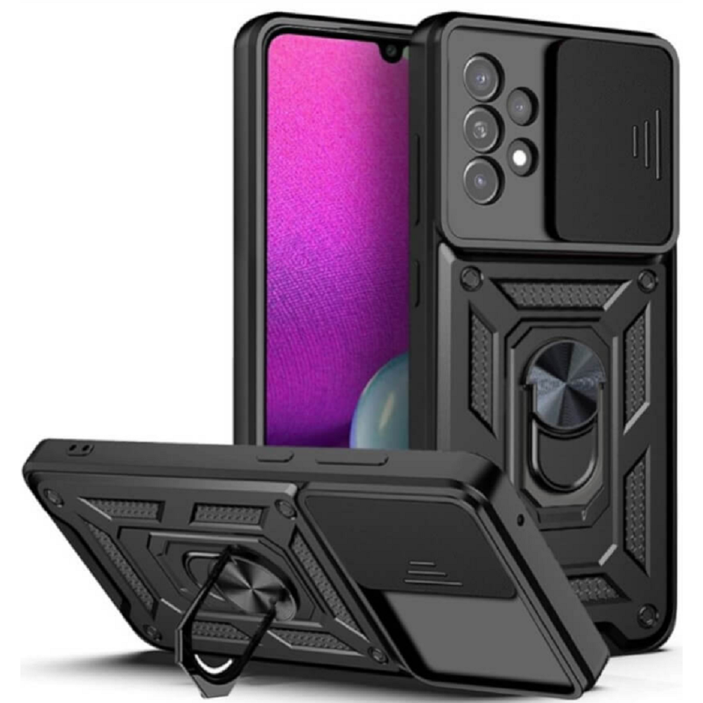 Bodycell Armor Slide - Ανθεκτική Θήκη Samsung Galaxy A33 5G με Κάλυμμα για την Κάμερα & Μεταλλικό Ring Holder - Black (5206015014321)