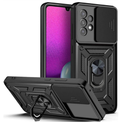 Bodycell Armor Slide - Ανθεκτική Θήκη Samsung Galaxy A73 5G με Κάλυμμα για την Κάμερα & Μεταλλικό Ring Holder - Black (5206015014413)