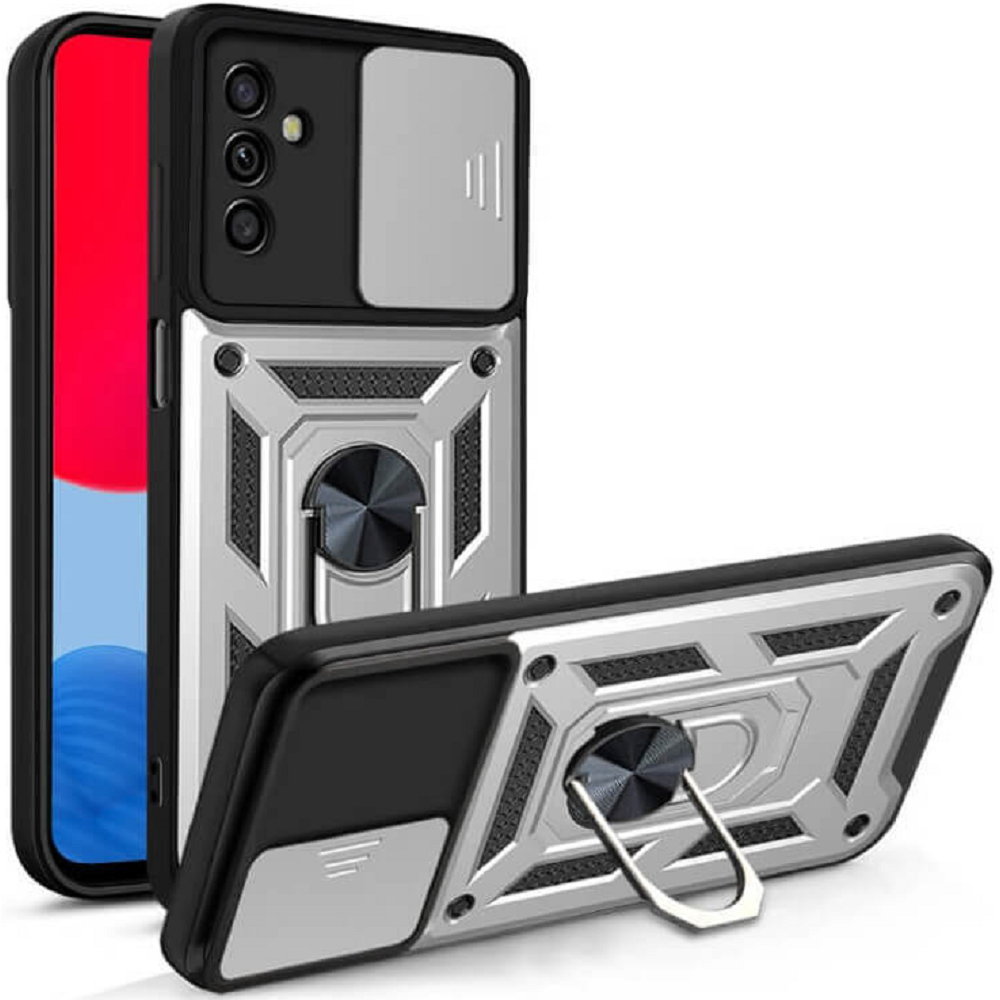 Bodycell Armor Slide - Ανθεκτική Θήκη Samsung Galaxy A13 5G με Κάλυμμα για την Κάμερα & Μεταλλικό Ring Holder - Silver (5206015019142)