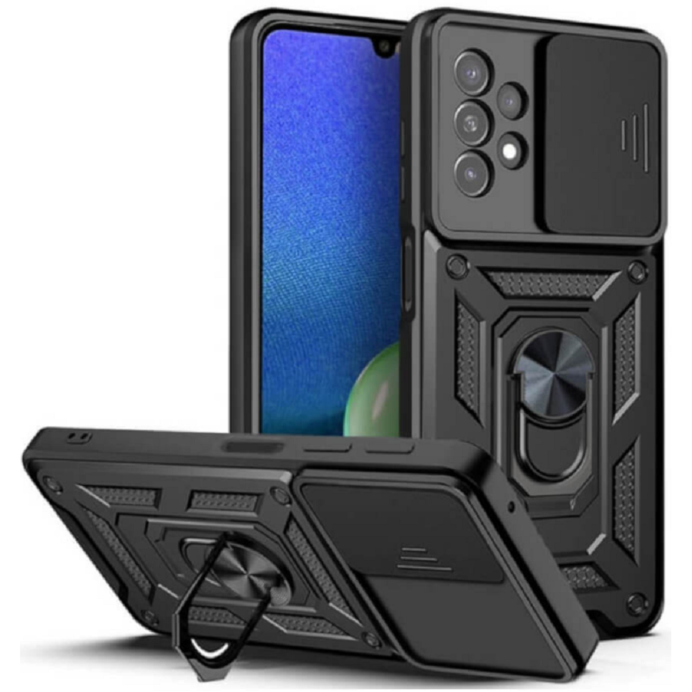 Bodycell Armor Slide - Ανθεκτική Θήκη Samsung Galaxy A13 4G με Κάλυμμα για την Κάμερα & Μεταλλικό Ring Holder - Black (5206015014147)