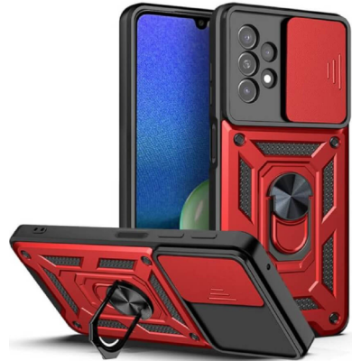 Bodycell Armor Slide - Ανθεκτική Θήκη Samsung Galaxy A13 4G με Κάλυμμα για την Κάμερα & Μεταλλικό Ring Holder - Red (5206015014154)
