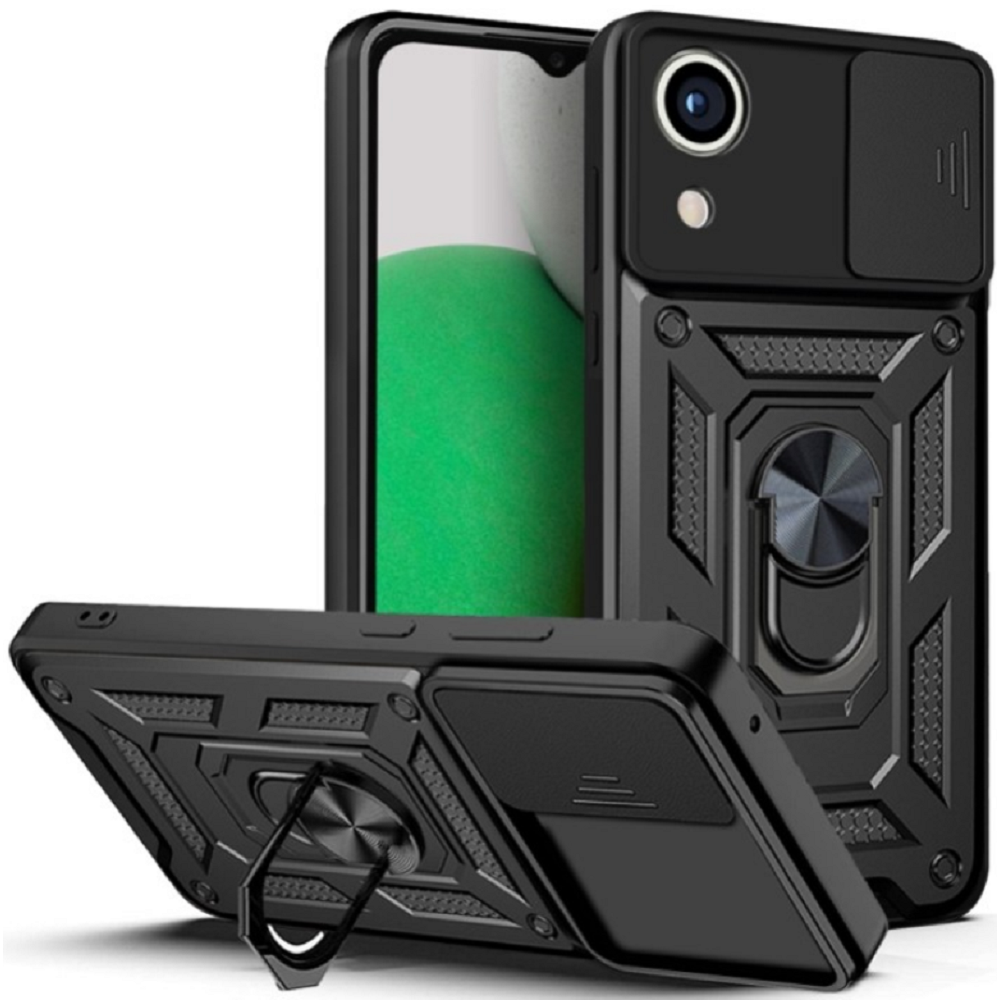 Bodycell Armor Slide - Ανθεκτική Θήκη Samsung Galaxy A03 Core με Κάλυμμα για την Κάμερα & Μεταλλικό Ring Holder - Black (5206015010156)