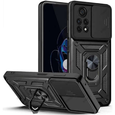 Bodycell Armor Slide - Ανθεκτική Θήκη Xiaomi Poco M4 Pro 4G με Κάλυμμα για την Κάμερα & Μεταλλικό Ring Holder - Black (5206015011009)