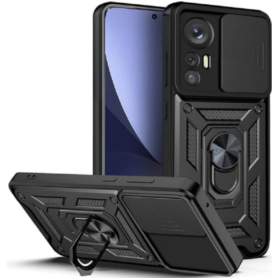 Bodycell Armor Slide - Ανθεκτική Θήκη Xiaomi 12 Pro 5G με Κάλυμμα για την Κάμερα & Μεταλλικό Ring Holder - Black (5206015014710)