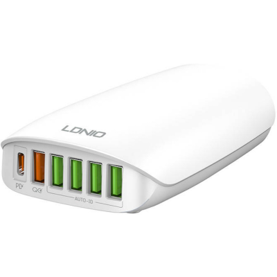 Ldnio A6573C Desktop Charger - Ταχυφορτιστής Τοίχου με 5 x USB-A / 1 x Type-C & Καλώδιο 150cm - 65W - White (6933138665732)