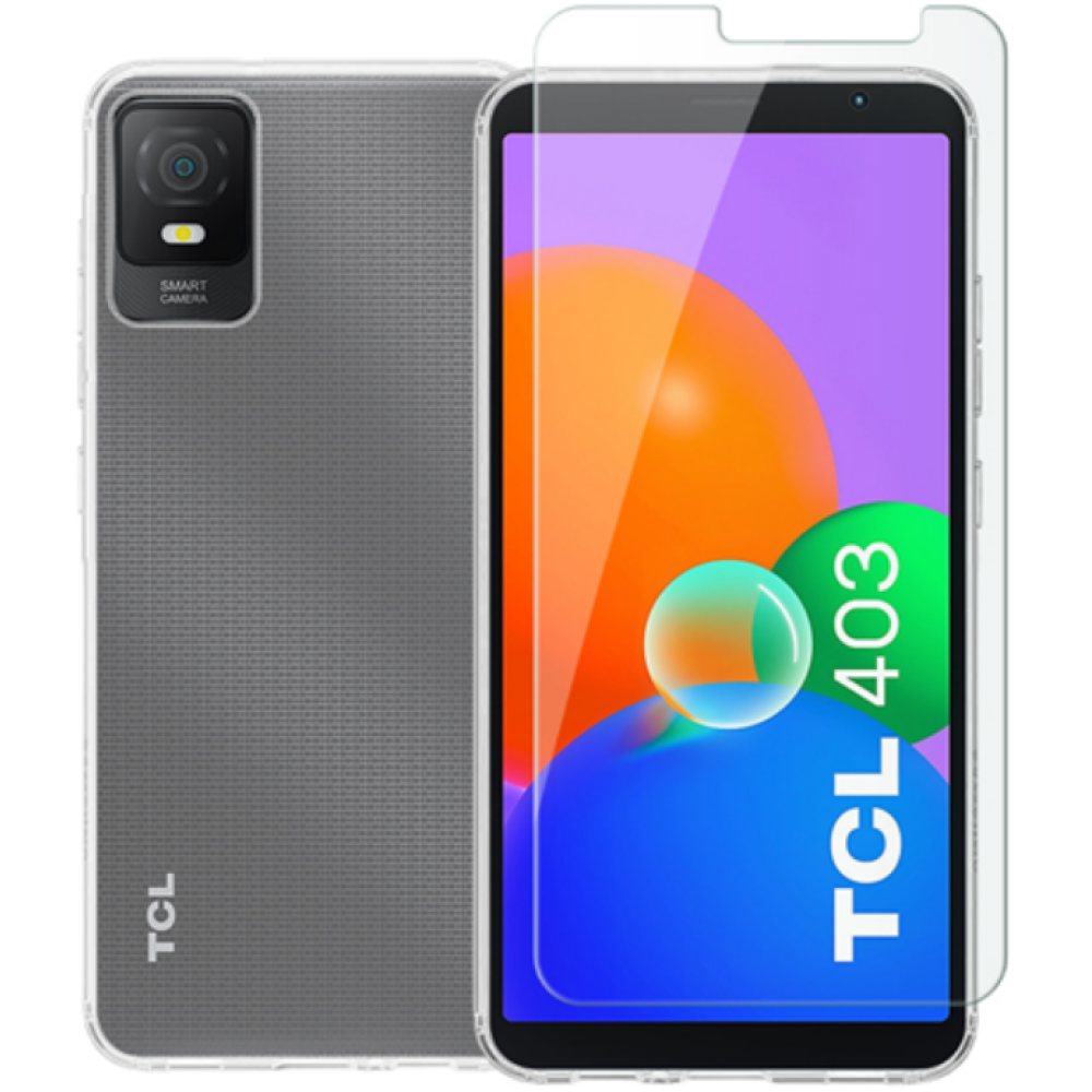Vivid Σετ Διάφανη Θήκη Σιλικόνης & Tempered Glass - TCL 403 - Transparent (VIGELLY291GLASSTN)