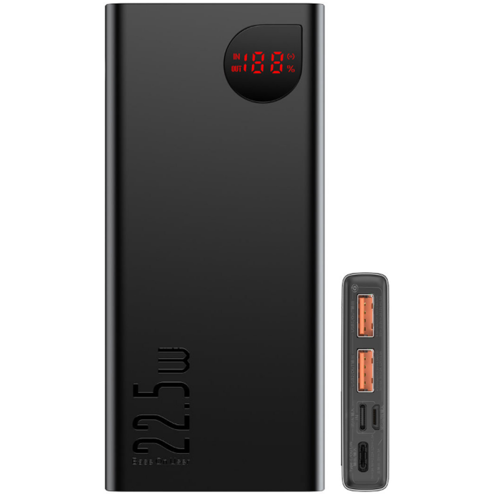 Baseus PowerBank Adaman με Ψηφιακή Οθόνη LED - Φορητή Μπαταρία Φόρτισης με 2 x USB-Α / 1 x Type-C - 10000mAh - 22.5W - Black (PPAD070001)