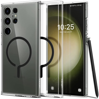 Spigen Ultra Hybrid OneTap Ring - Διάφανη MagSafe Θήκη Samsung Galaxy S23 Ultra - Black (ACS05621)