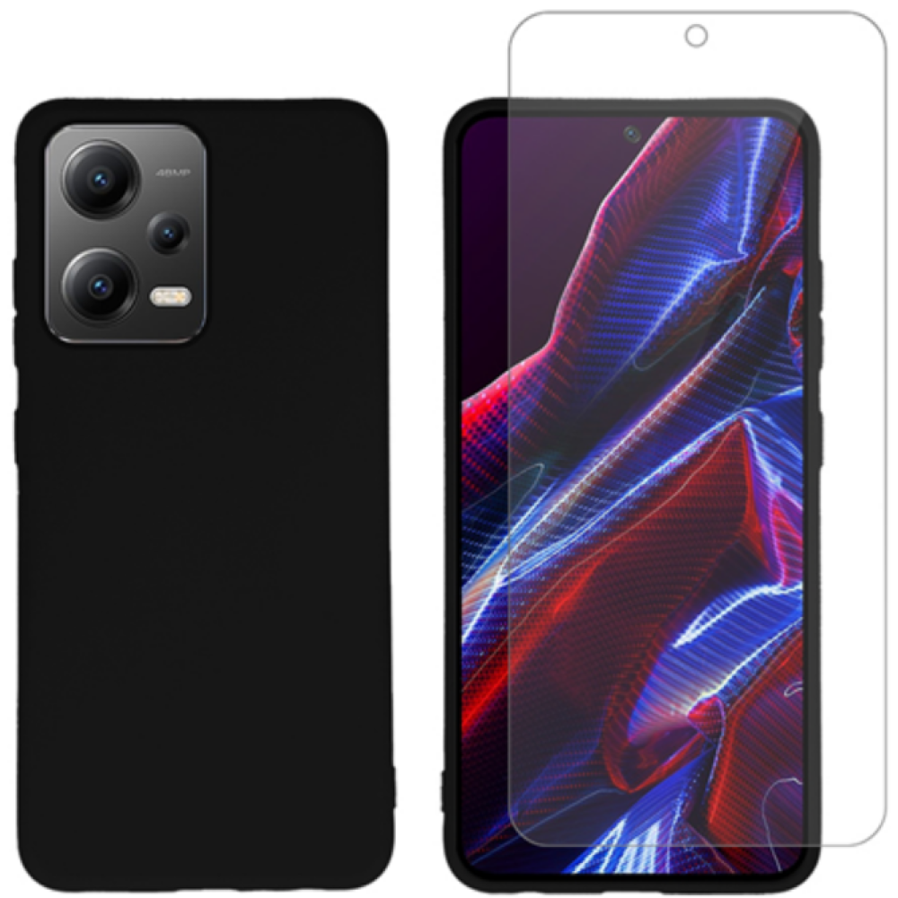 Vivid Σετ Θήκη Σιλικόνης & Tempered Glass - Xiaomi Redmi Note 12 5G / Poco X5 - Transparent / Black (VIMAT285BKGLASSTN)