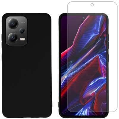 Vivid Σετ Θήκη Σιλικόνης & Tempered Glass - Xiaomi Redmi Note 12 5G / Poco X5 - Transparent / Black (VIMAT285BKGLASSTN)