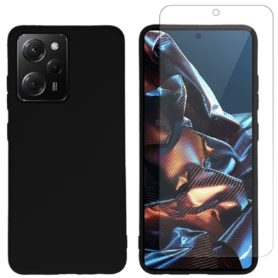 Vivid Σετ Θήκη Σιλικόνης & Tempered Glass - Xiaomi Redmi Note 12 Pro 5G / Poco X5 Pro - Transparent / Black (VIMAT286BKGLASSTN)